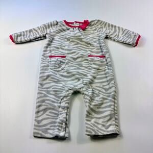 Carters Child of Mine Baby Girl's Fleece Zebra Print Body Suit Grey Pink 6-9 M